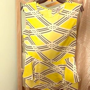 Yellow Sleeveless Peplum Top